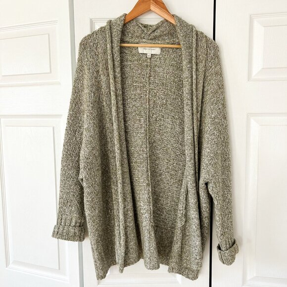 Anthropologie Angel of the North Open Front Chunky Cardigan Sweater Olive S - Picture 2 of 6